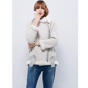 Muubaa Ivory  leather Biker Jacket